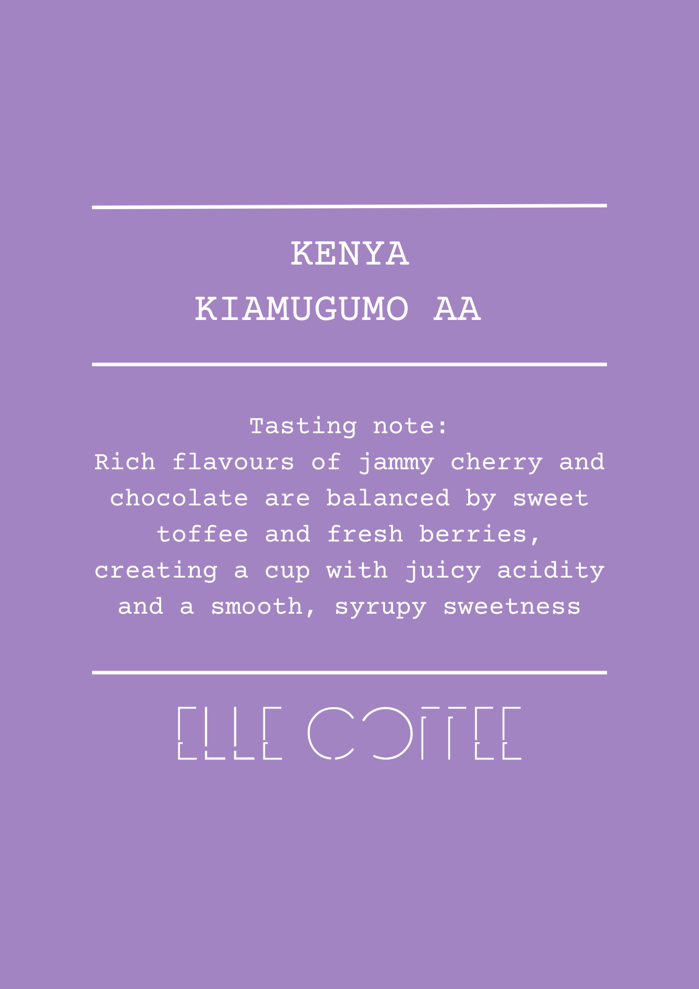 Kenya Kiamugumo AA - Washed - Filter Roast